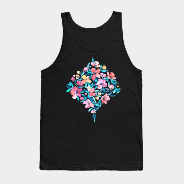 Peach Spring Floral in Watercolors Tank Top by micklyn